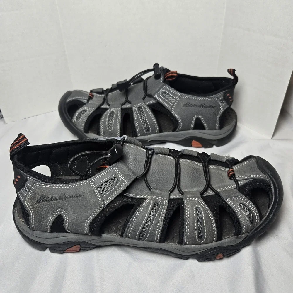 Eddie Bauer Troy Leather Sport Closed Toe Bungee Sandals Mens 11 Gorpcore Hiking